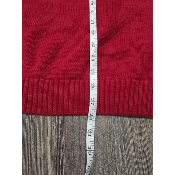 Chaps VTG Mens 2XL Sweater 1/4 Zip Red Moose Print Pullover Outdoors Cabin - Picture 7 of 10